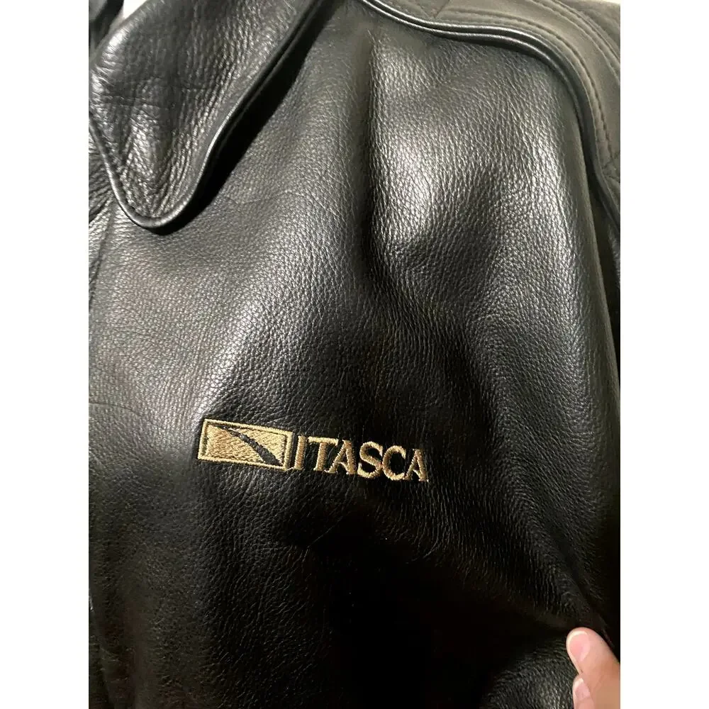 Game Sportswear Bomber Jacket Mens Medium Black Premium Leather FLAW